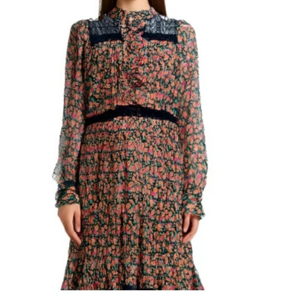RYU BOHEMIAN FLORAL PLEATED DRESS SIZE M